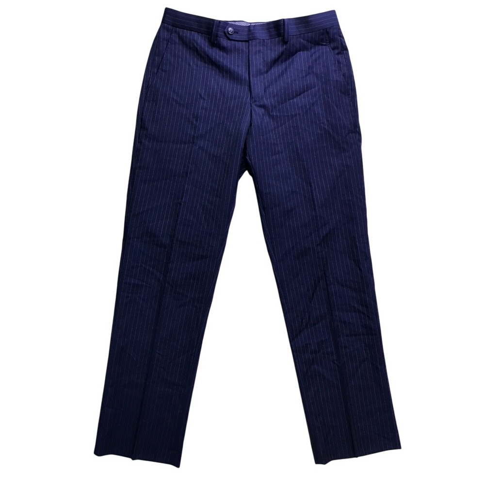 Michael Kors Malone Dress Pants Mens 32x30 Navy Pinstripe Wool Blend Classic Fit